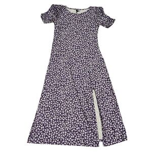 h&m divided purple floral midi dress